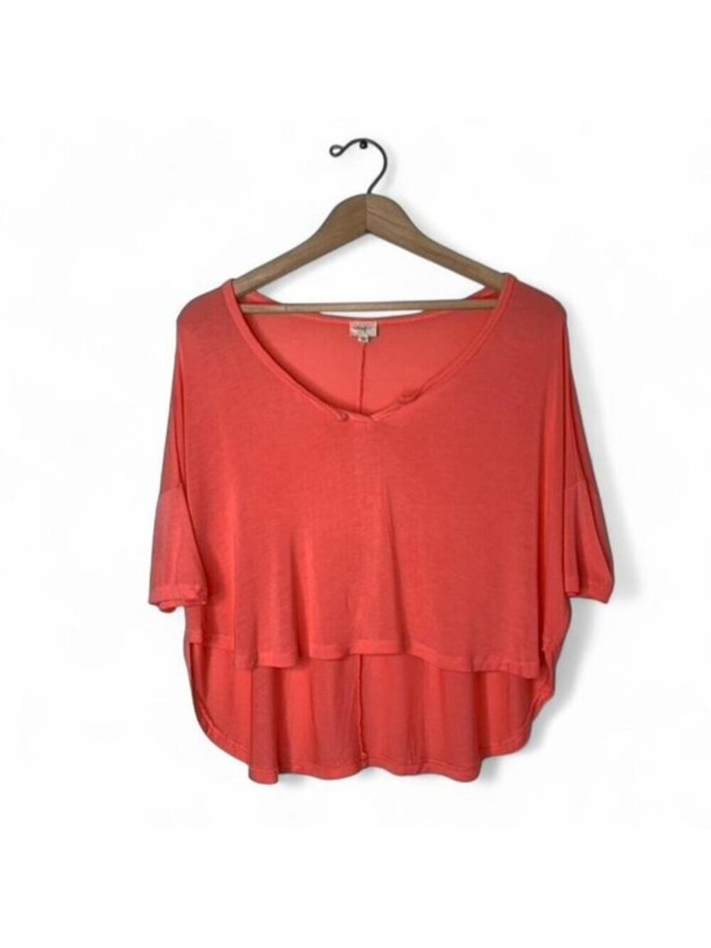 Y2K Aritzia Womens Top T-shirt Cropped Coral pink XS Coquette Boho Festival